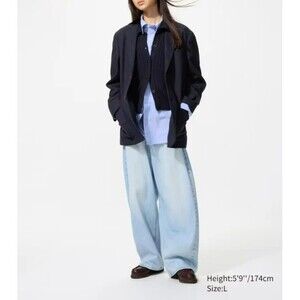 Uniqlo C Women's Black Brushed Jersey Jacket L Preppy Casual Career Blazer